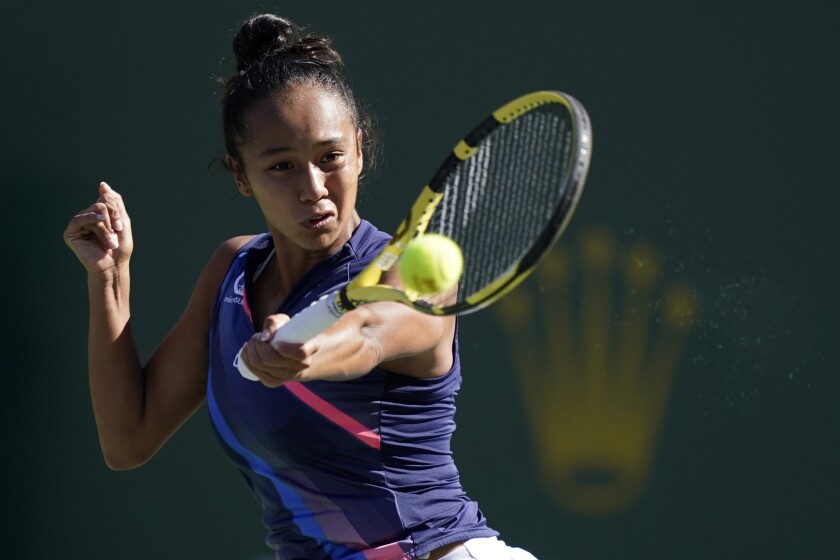 Leylah Fernandez competes at Indian Wells on Tuesday.