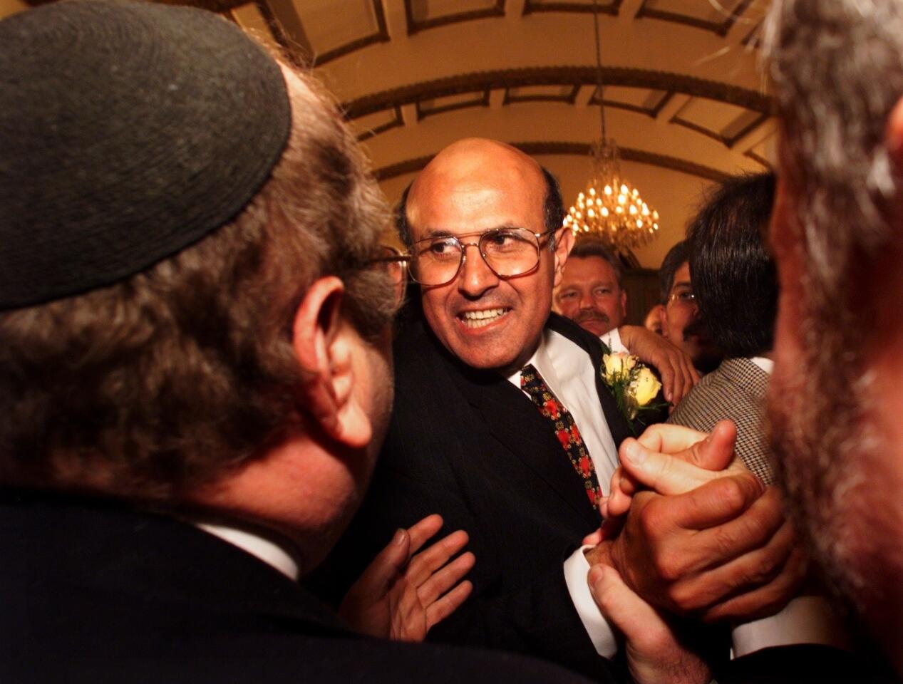 Lee Baca celebrates his first election victory