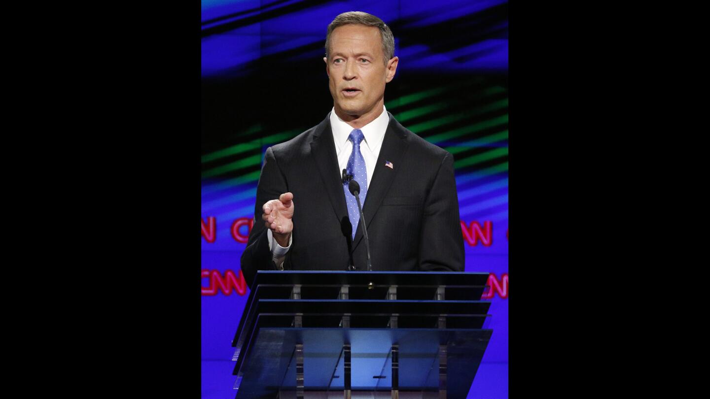 Former Maryland Gov. Martin O'Malley speaks during the first Democratic presidential debate Oct. 13, 2015, in Las Vegas.