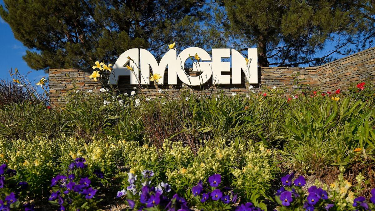 The entrance to Amgen in Thousand Oaks.