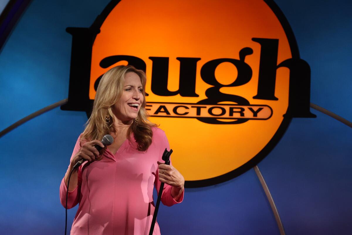 Comedian Laurie Kilmartin performs at the Laugh Factory.