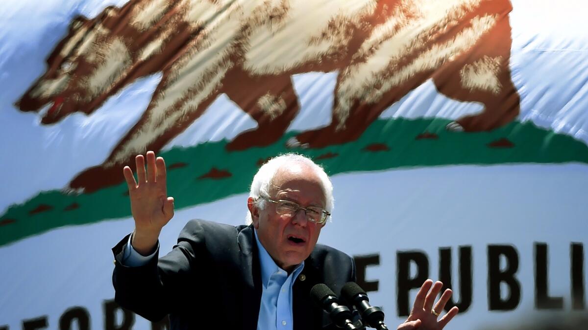 Democratic presidential hopeful Bernie Sanders fires up supporters in Ventura.