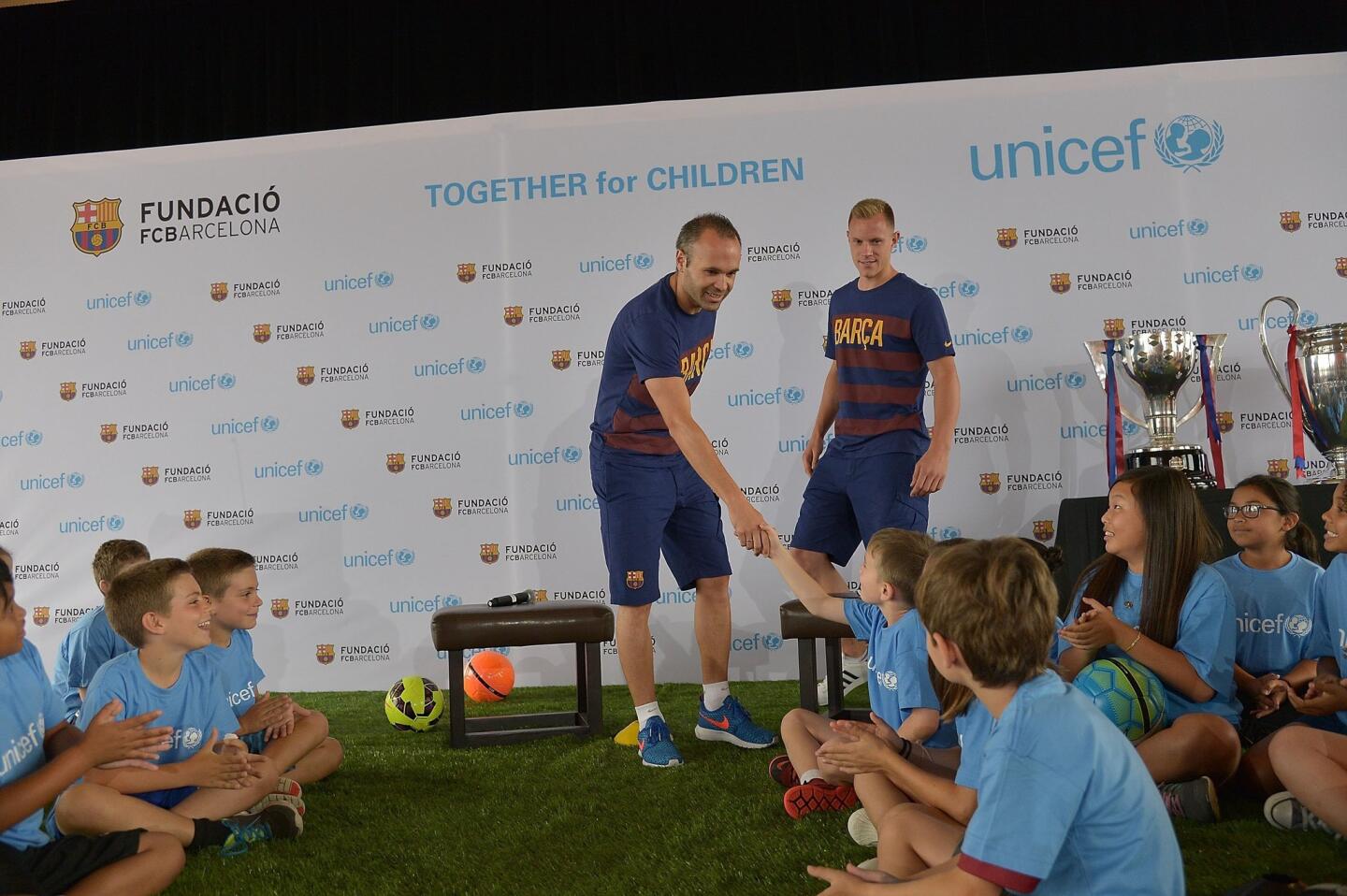 UNICEF And FC Barcelona Host An Event Where Children Talk About Empowering Lives Through Sport With FCB Players