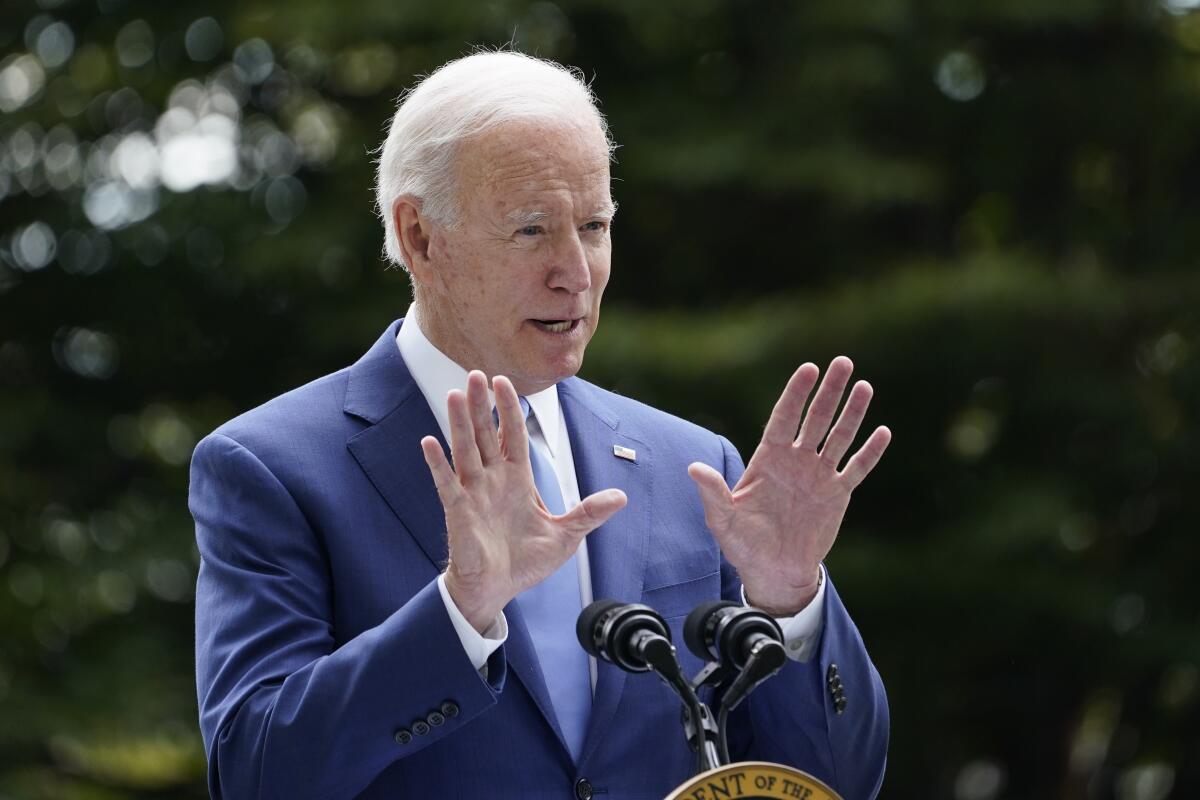 President Biden speaks outside the White House 