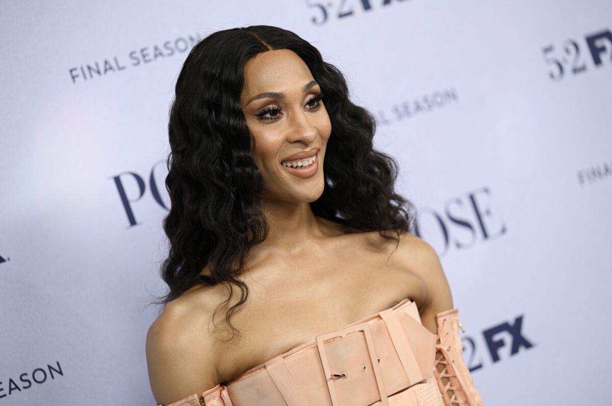 FILE - Actor Mj Rodriguez attends FX's "Pose" third and finale season premiere in New York on April 29, 2021. Rodriguez will be honored at the GLAAD Media Awards. Rodriguez will receive the Stephen F. Kolzak Award for LGBTQ media professionals who promote LGBTQ acceptance at the April 2 GLAAD Media Awards in Los Angeles. (Photo by Evan Agostini/Invision/AP, File