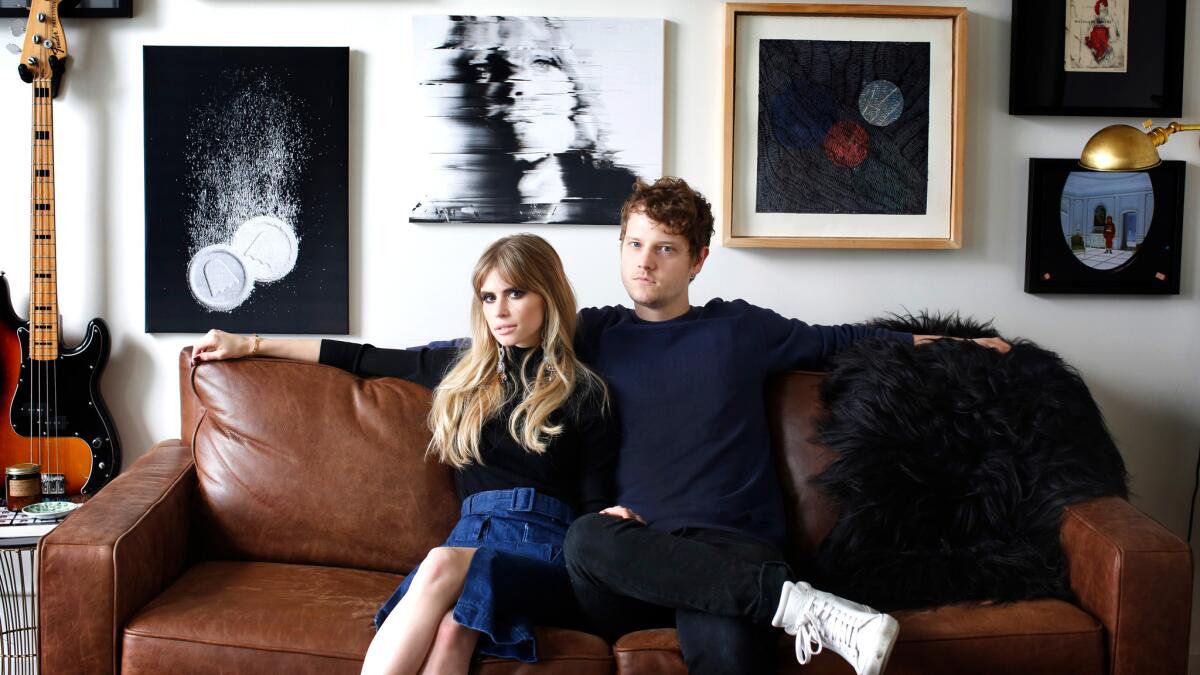 MTV's "Scream" star Carlson Young, 25, shares her DTLA loft with her fiancé, Isom Innis of the indie pop band Foster the People.