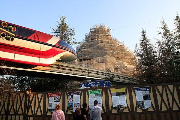 The Disneyland monorail passes with the Matterhorn Bobsled ride in the background. The Matterhorn has been shut down for a six-month overhaul, one of the ride's biggest overhauls since it opened in 1959.