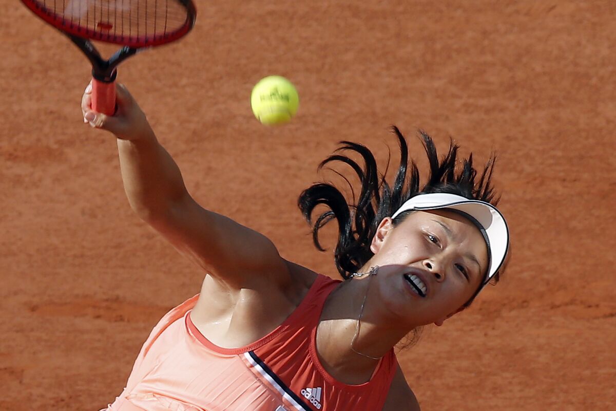 China's Peng Shuai plays in the 2018 French Open.