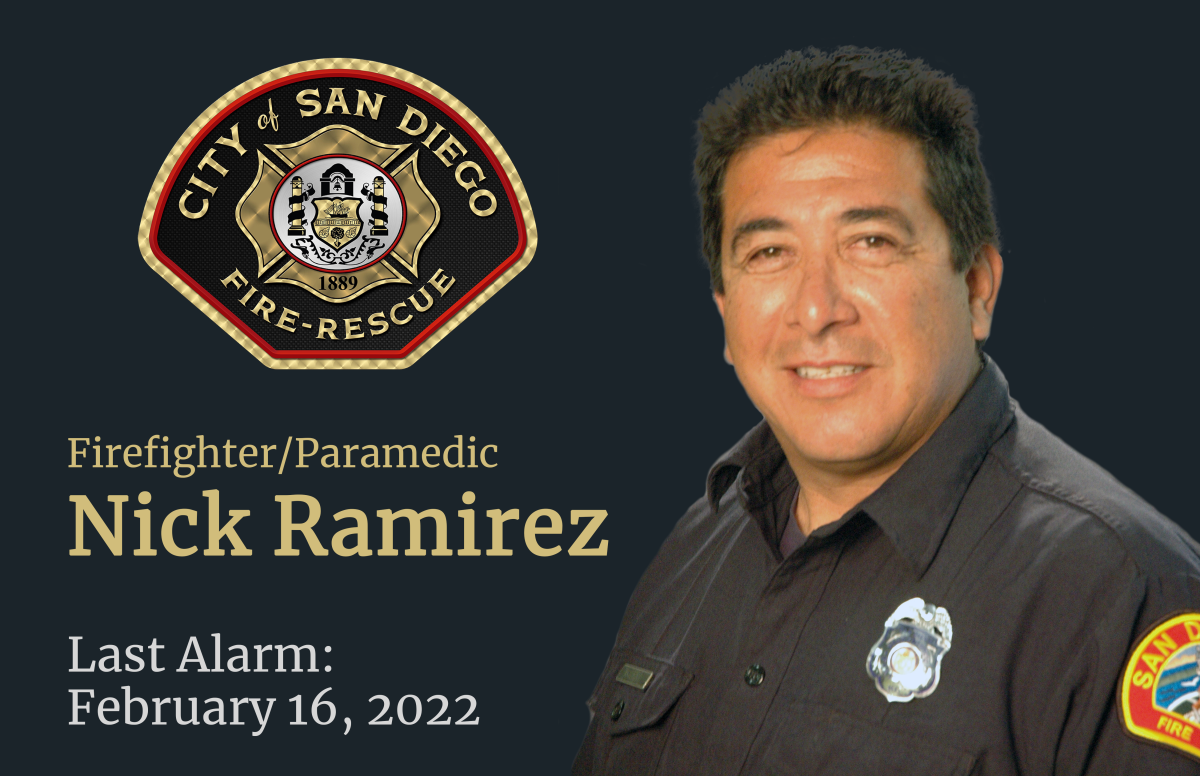 San Diego Fire-Rescue Deputy Fire Marshal Nick Ramirez died Feb. 16 from complications from COVID-19.