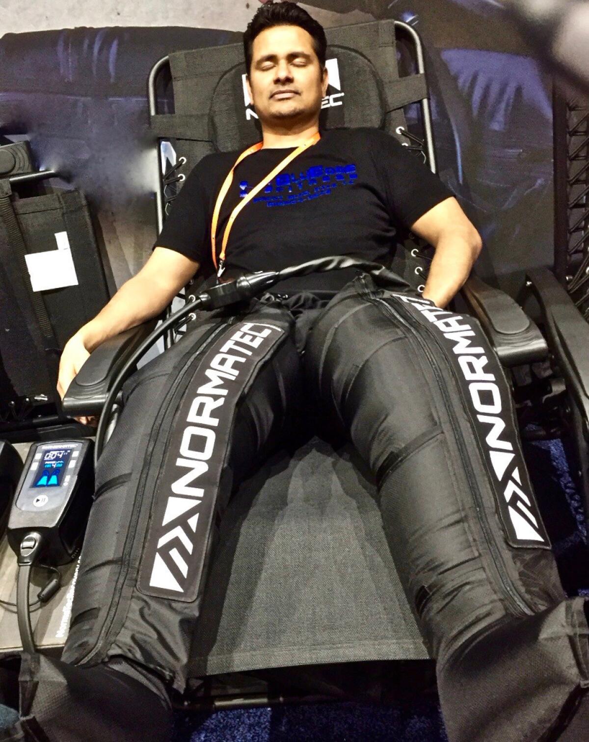 Normatec inflatable recovery pants.