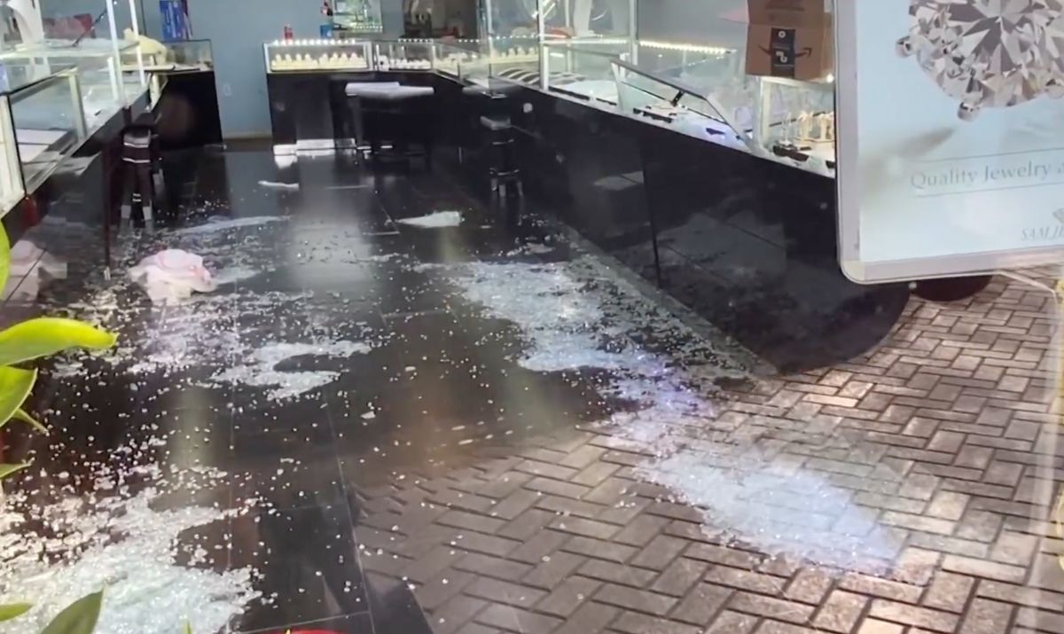 A damaged Tustin jewelry store