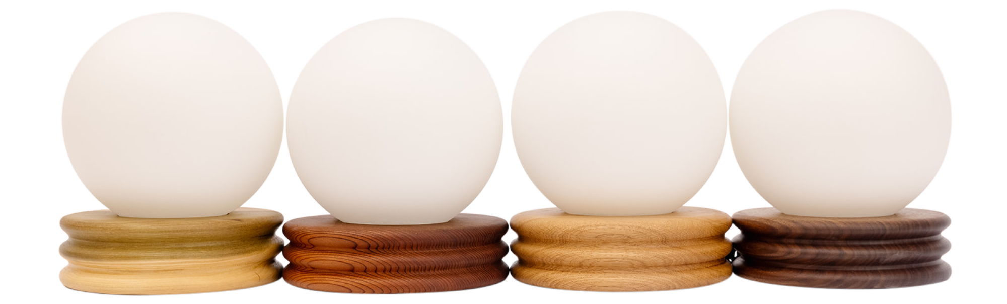 Four globe and wood lamps 