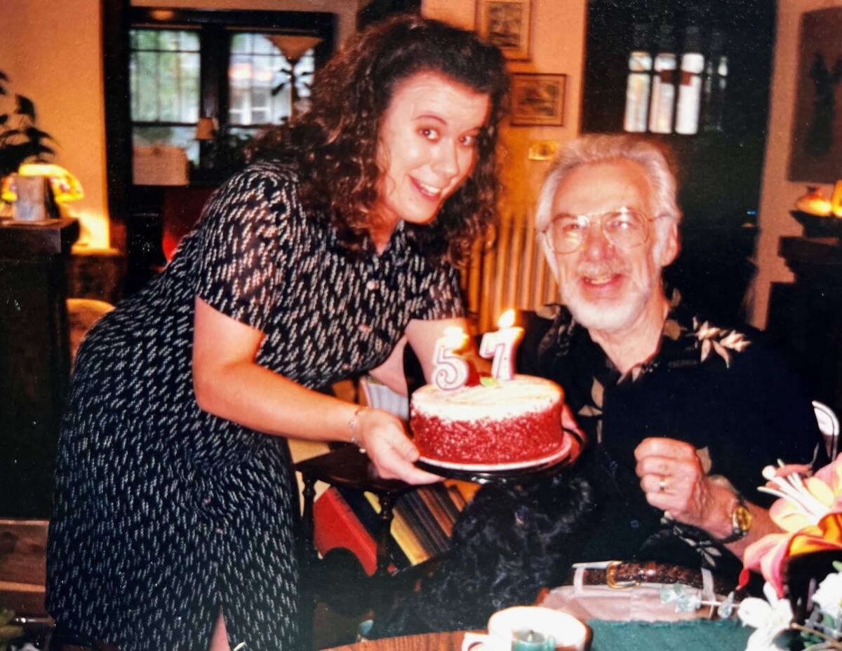 Debbie Russell and her father celebrate his 75th birthday by reversing the numbers on the cake.