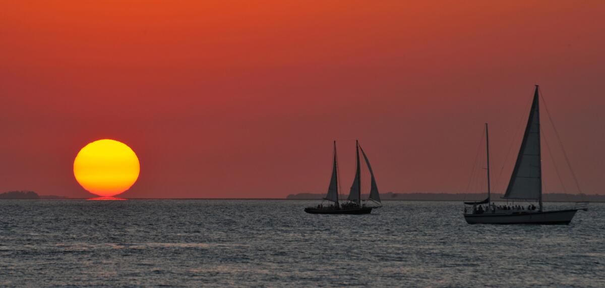 The sun sets over the Gulf of Mexico, as seen from Key West.