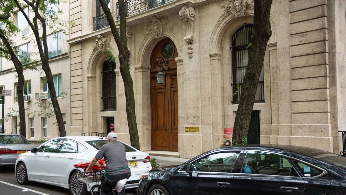 A residence belonging to Jeffrey Epstein at East 71st Street on the Upper East Side of Manhattan.