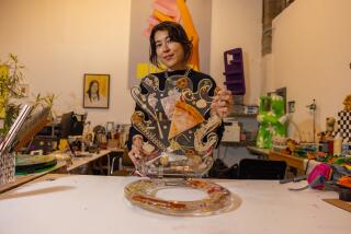 Los Angeles, CA - April 04: Artist Bailey Hikawa poses for a portrait in her studio on Thursday, April 4, 2024 in Los Angeles, CA. (Jason Armond / Los Angeles Times)