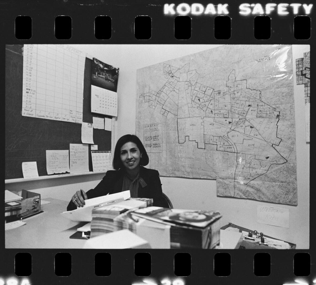 Gloria Molina sits in an office during her successful 1982 California Assembly campaign.