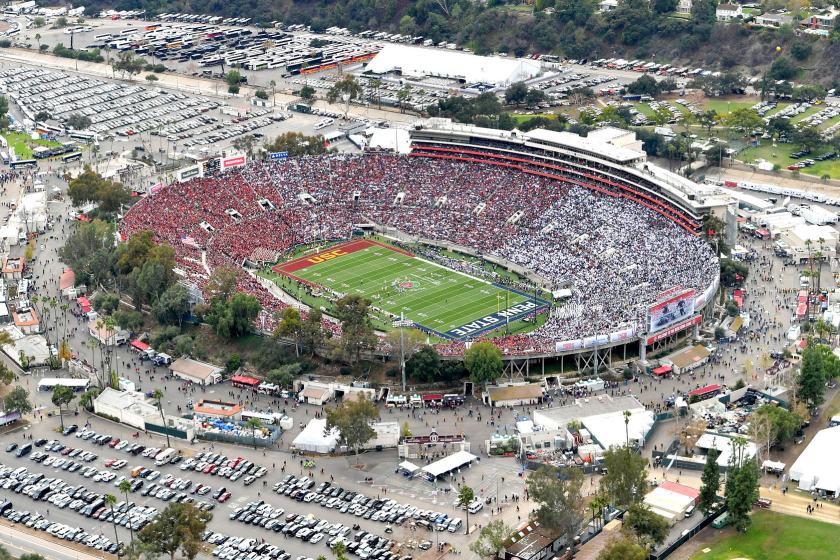 PASADENA, CA - JANUARY 02: An aerial view of the 2017 Rose Bowl Game.