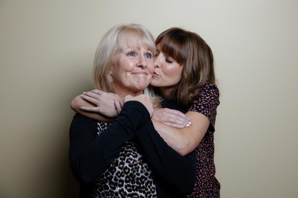 Lorene Scafaria plants a kiss on her mother, Gail, who inspired her new film "The Meddler."