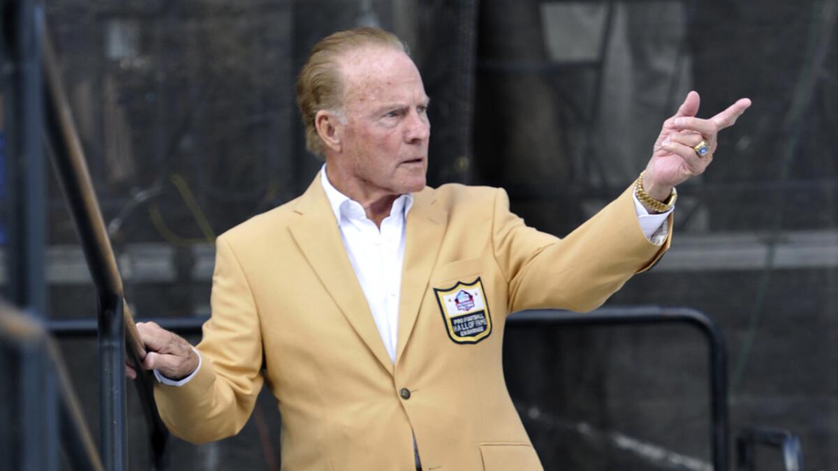 Former NFL football player Frank Gifford during the induction ceremony at the Pro Football Hall of Fame in 2013.