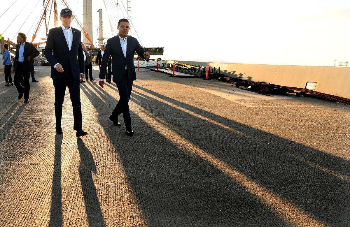 Joe Biden and Long Beach Mayor Robert Garcia