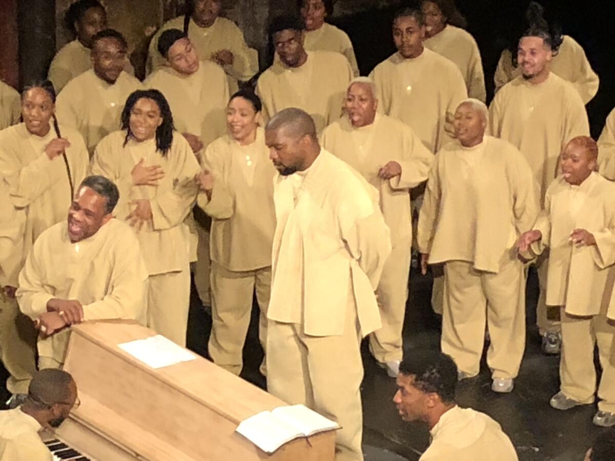 Kanye West at a 2020 performance in Paris.