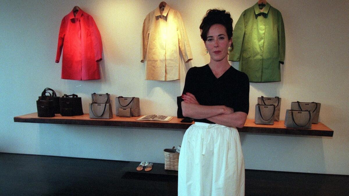 Designer Kate Spade is shown at her Beverly Hills-area boutique in 1998.