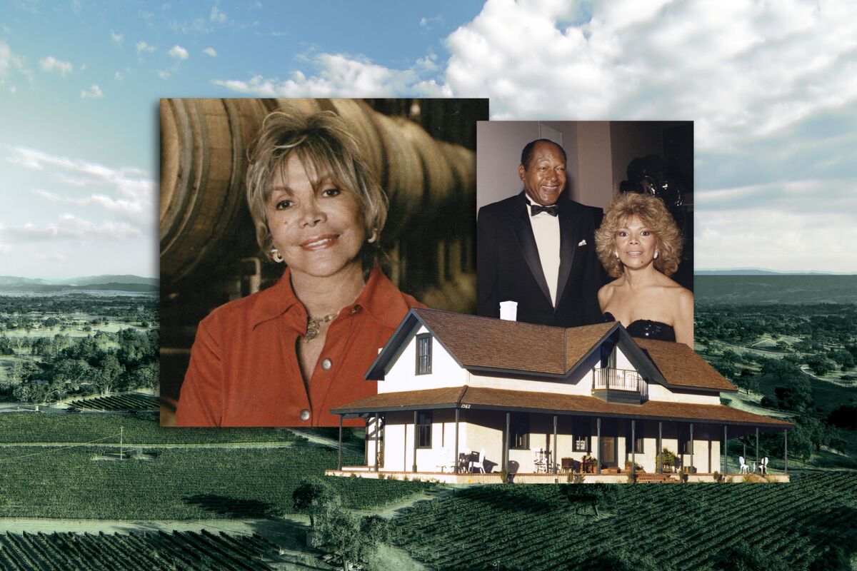 A collage of photos shows a two-story farmhouse with wraparound porch, green acreage, and Iris Rideau with Tom Bradley.