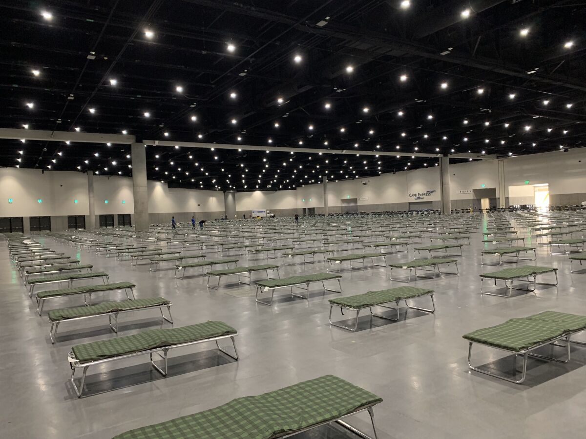 On Wednesday, the San Diego Convention Center opened its doors as the city's newest emergency homeless shelter.