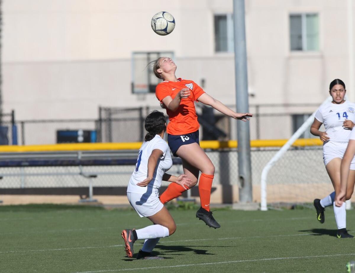 Leila Bahnsen of Pacifica Christian Orange County girls' soccer, had a goal and an assist Wednesday for the Tritons.