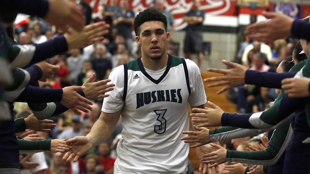 LiAngelo Ball, seen before a game last season, scored 30 points against Crespi on Tuesday night.