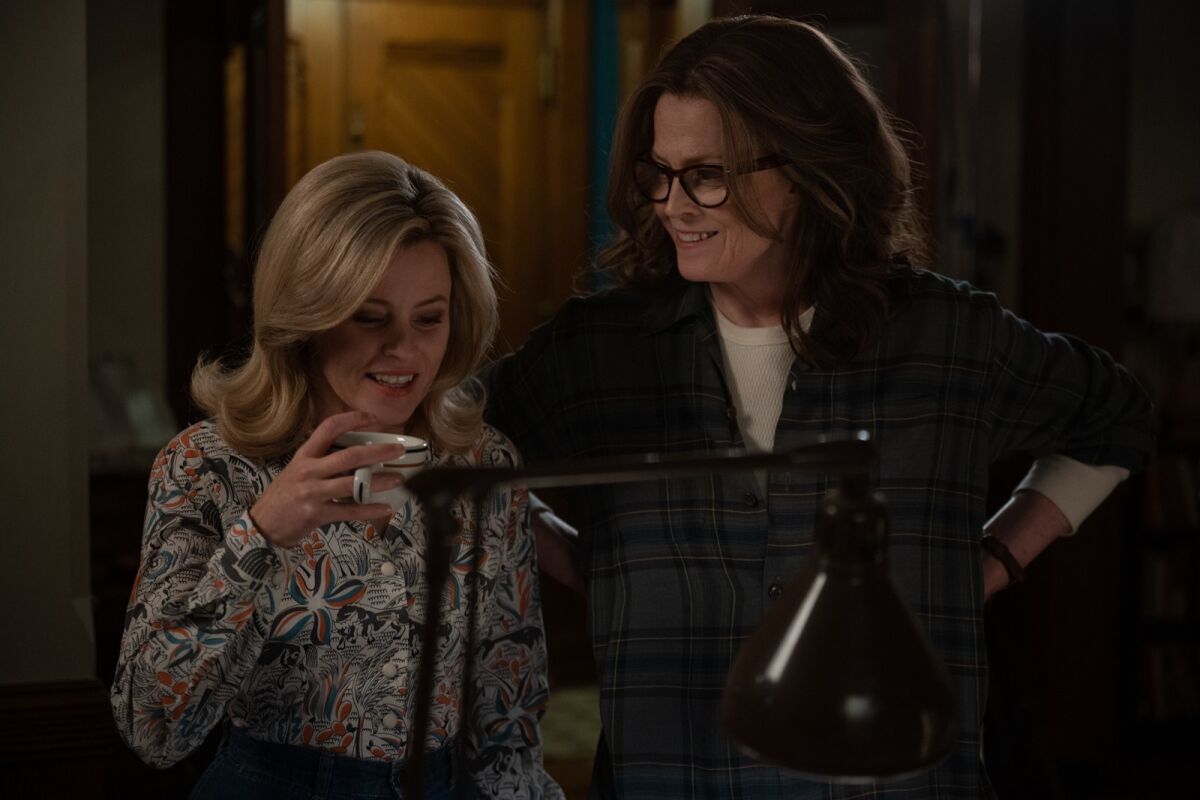 Elizabeth Banks, left, and Sigourney Weaver in the movie "Call Jane."