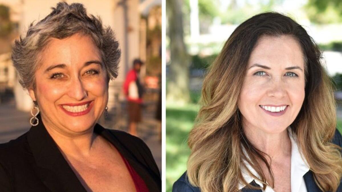Shayna Lathus, left, was removed from the Citizens Participation Advisory Board in 2019 by now-Mayor Kim Carr, right.