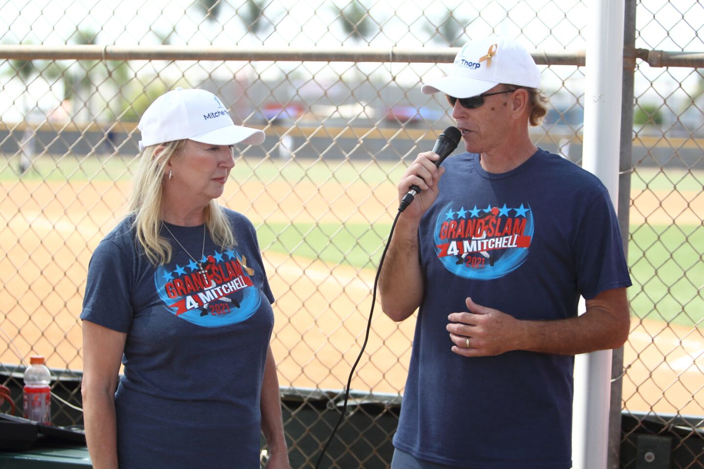 Mitchell Thorp Foundation co-founders Beth and Brad Thorp speak at the opening ceremonies
