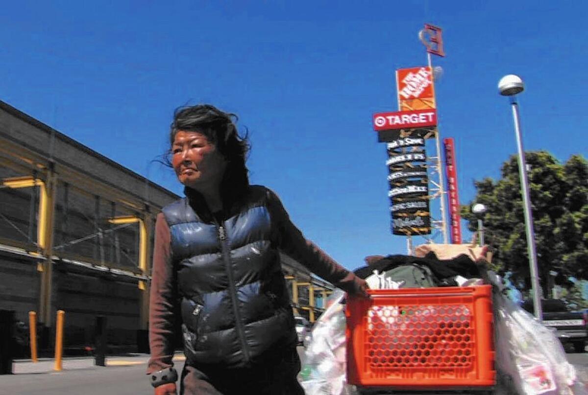 Hayok Kay, also known as "Miss Kay," on a recycling trip in Oakland. Eight years ago, she became one of documentary filmmaker Amir Soltani's subjects. Then an abiding affection took hold.