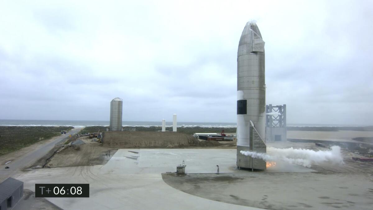 SpaceX's Starship after its return from a flight test.