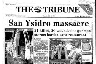 Front page of the Tribune, July 19, 1984: "San Ysidro massacre."