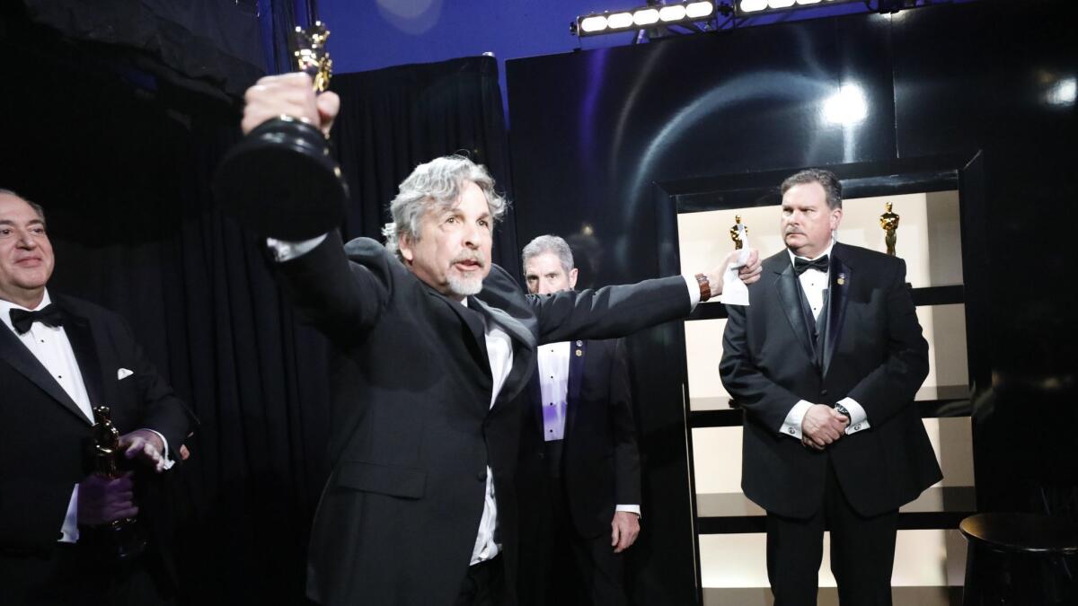 "Green Book's" Peter Ferrelly celebrates backstage at the 91st Academy Awards on Sunday, February 24, 2019 at the Dolby Theatre in Hollywood, CA.