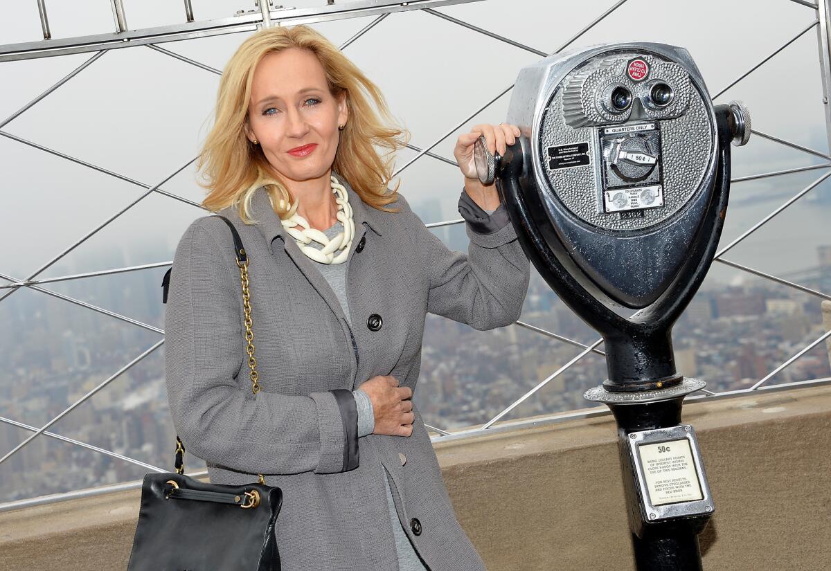 Author J.K. Rowling at the Empire State Building to launch her nonprofit children's organization Lumos in the U.S.