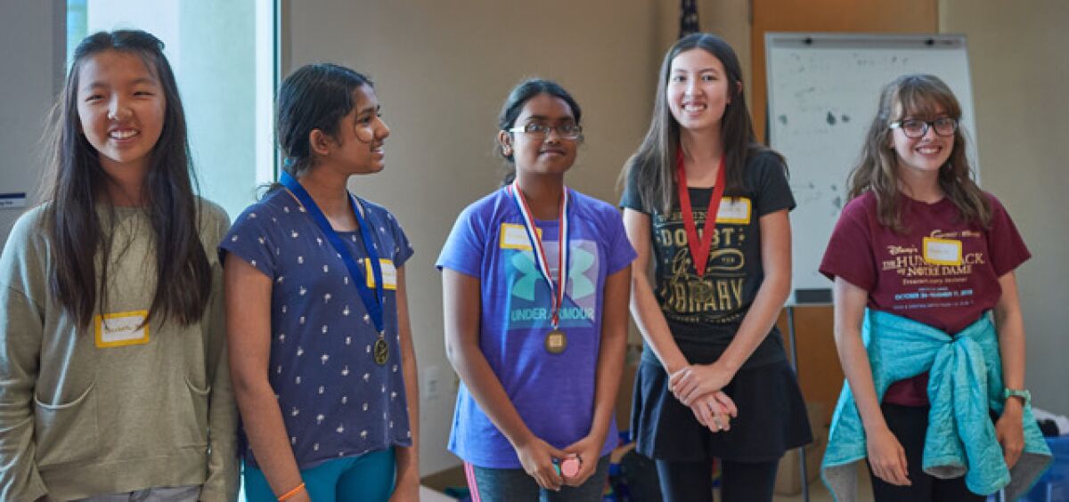 Participants in a past All Girls STEM Society competition.