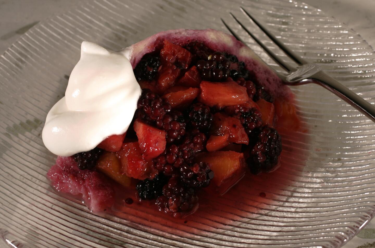 Peach and blackberry summer pudding