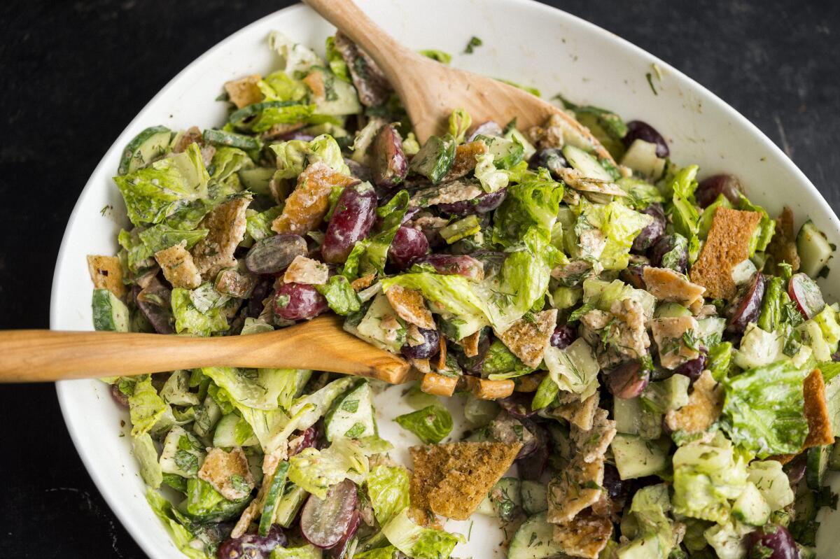 This image released by Milk Street shows a recipe for Fattoush. (Milk Street via AP)
