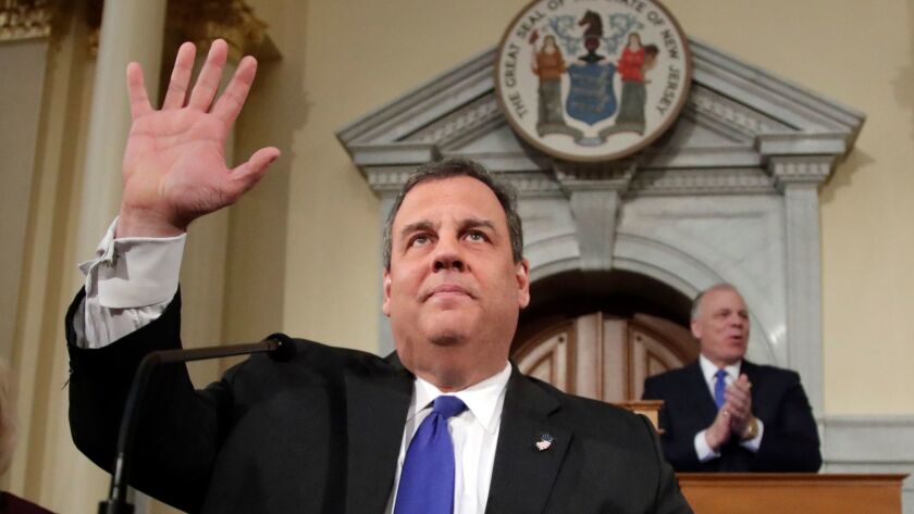 New Jersey Gov. Chris Christie before delivering his final State of the State address in Trenton on Tuesday.