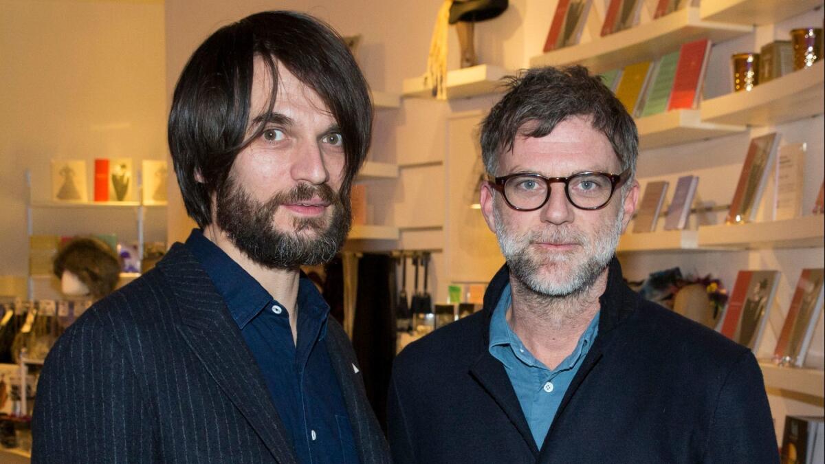 Jonny Greenwood, left, and "Phantom Thread" director Paul Thomas Anderson last month in London.