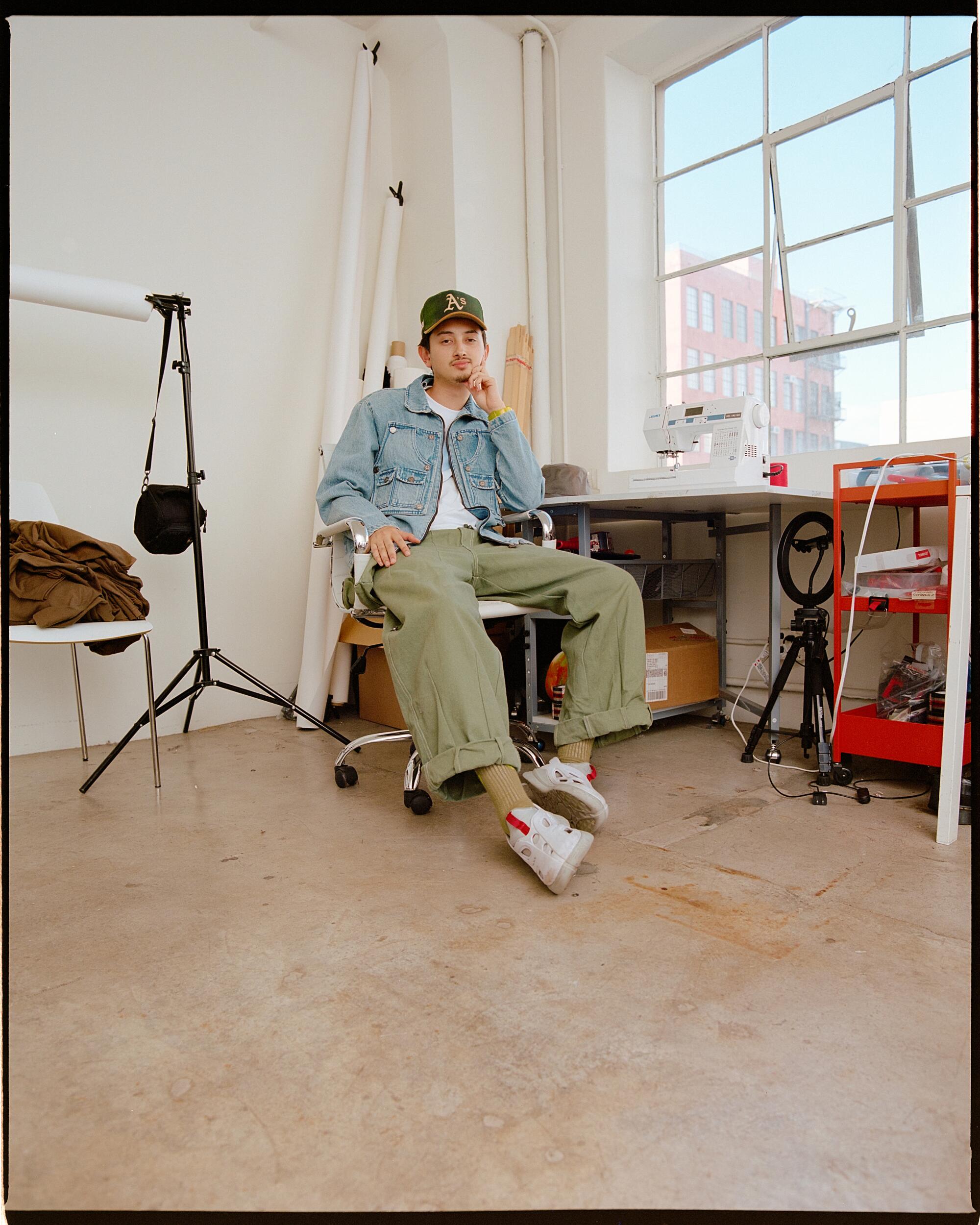 Photo of designer Tommy Bogo in his DTLA studio.