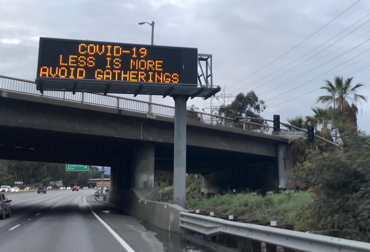 A sign above the 5 Freeway near Griffith Park.