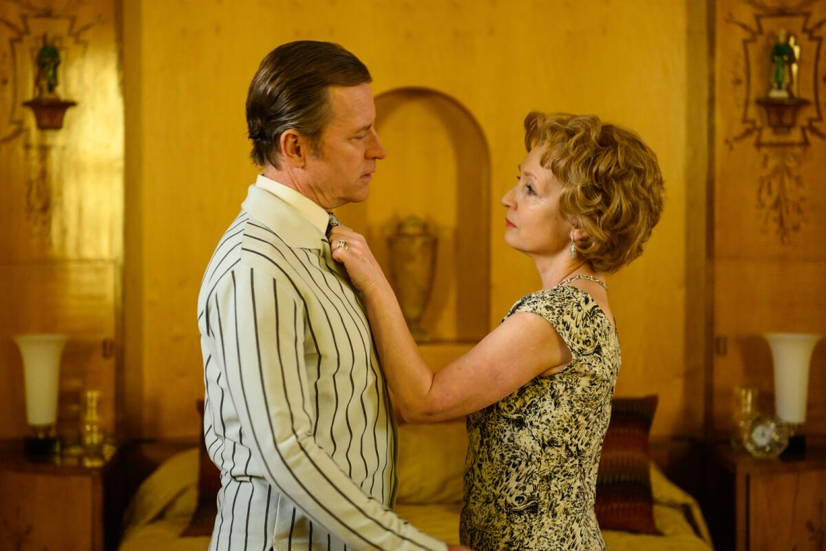 Greg Kinnear and Lesley Manville as Bob and Dolores Hope in "Misbehaviour."