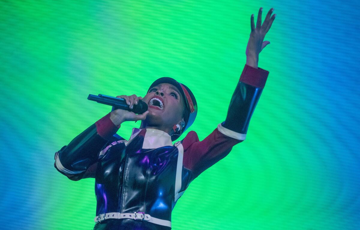 Janelle Monae performs on the Coachella stage. (Brian van der Brug / Los Angeles Times)