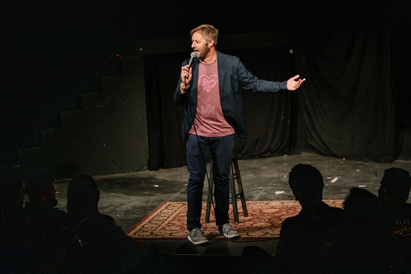 Rory Scovel, a stand-up comedian, writer and performer on stage at the end of April.