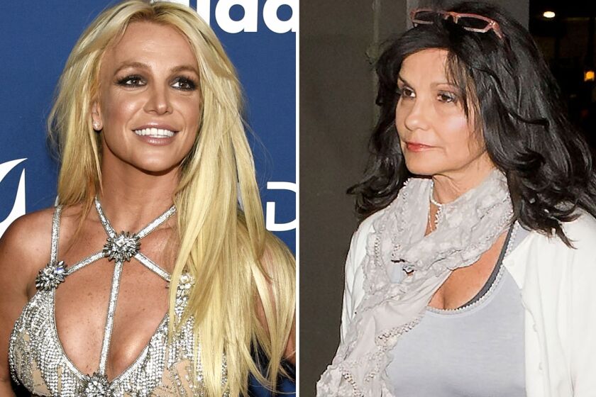 Right, April 2018 photo of Britney Spears in Beverly Hills. Left, March 2011 photo of Lynne Spears in Los Angeles.